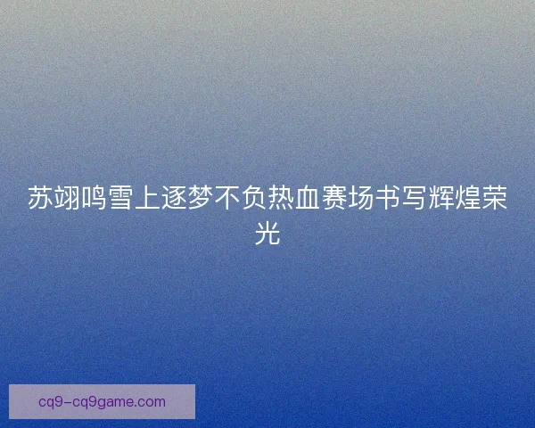 苏翊鸣雪上逐梦不负热血赛场书写辉煌荣光